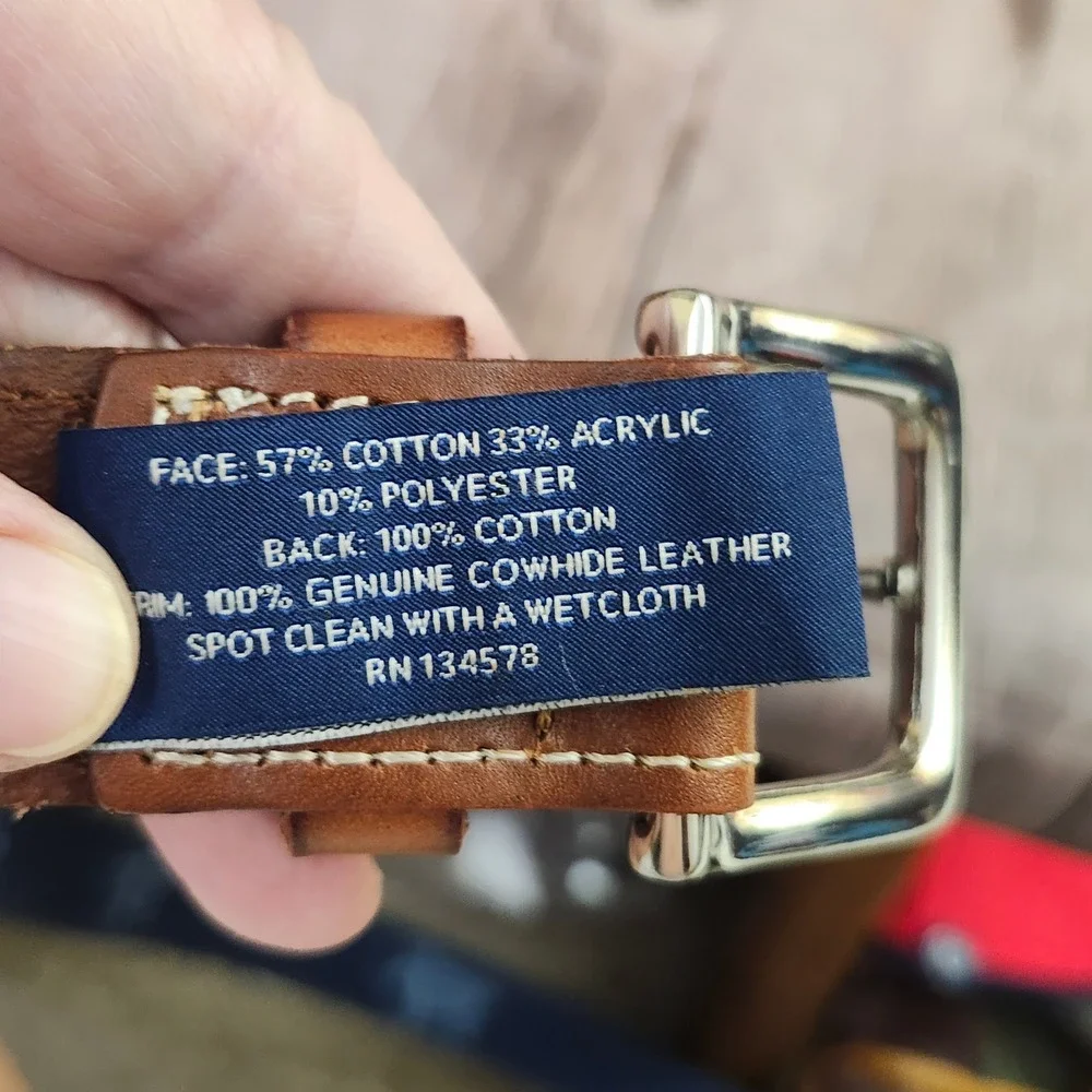 Vineyard Vines Mens Navy Blue Sea Turtle Canvas Leather Club Belt Size 40 Preppy